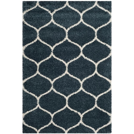 Flowers First 5 ft. 1 in. x 7 ft. 6 in. Hudson Shag Power Loomed Rug, Slate Blue & Ivory - Medium Rectangle FL2149515